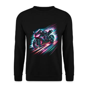 Neon Speed Demon: High-Velocity Light Trails - Unisex Sweatshirt - black - Front - Alina (178cm) & Michal (187cm)