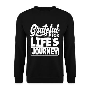 Reconnaissant pour le message positif du voyage de la vie - Sweat-shirt Unisexe - noir - Devant - Alina (178cm) & Michal (187cm)