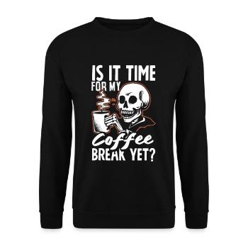 Is it Time for My Coffee Break Yet? Casual - Unisex Pullover - Schwarz - Vorne - Alina (178cm) & Michal (187cm)