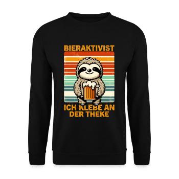 Bieraktivist Ich klebe an der Theke für - Unisex Pullover - Schwarz - Vorne - Alina (178cm) & Michal (187cm)