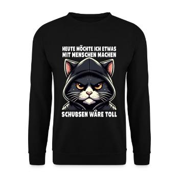 Bousculer serait un grand amoureux des chats sarcastiques - Sweat-shirt Unisexe - noir - Devant - Alina (178cm) & Michal (187cm)