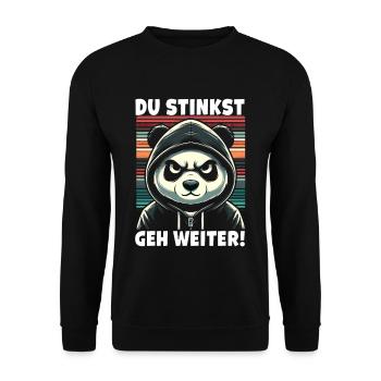 Du stinkst Geh weiter! Sarkastisches - Unisex Pullover - Schwarz - Vorne - Alina (178cm) & Michal (187cm)