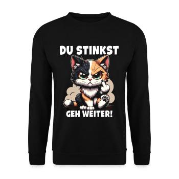 Du stinkst Geh weiter! Sarkastisches - Unisex Pullover - Schwarz - Vorne - Alina (178cm) & Michal (187cm)