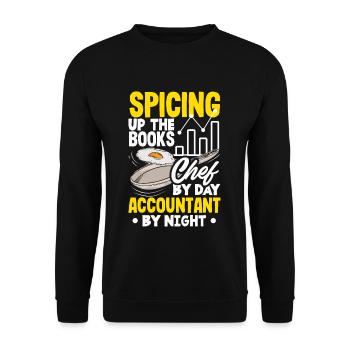 Spicing Up The Books Chef Accountant Dual Career - Unisex Sweatshirt - black - Front - Alina (178cm) & Michal (187cm)