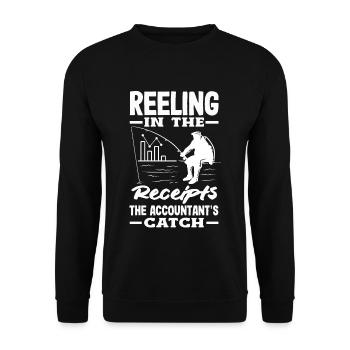 Reeling In The Receipts The Accountant's Catch - Unisex Sweatshirt - black - Front - Alina (178cm) & Michal (187cm)