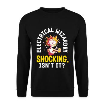 Electrical Wizardry Shocking Humor Electrician - Unisex Sweatshirt - black - Front - Alina (178cm) & Michal (187cm)