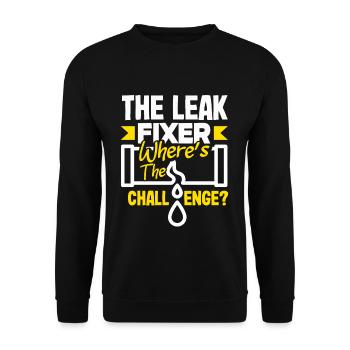 The Leak Fixer Plumber's Challenge Bold Statement - Unisex Sweatshirt - black - Front - Alina (178cm) & Michal (187cm)