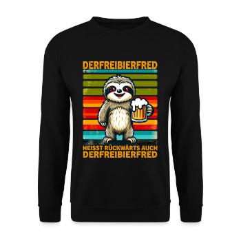 The free beer Fred is called backwards, also the - Unisex Sweatshirt - black - Front - Alina (178cm) & Michal (187cm)