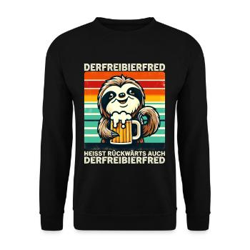 The free beer Fred is called backwards, also the - Unisex Sweatshirt - black - Front - Alina (178cm) & Michal (187cm)