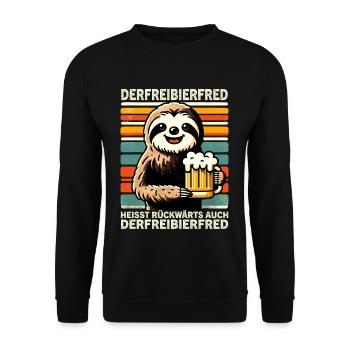 The free beer Fred is called backwards, also the - Unisex Sweatshirt - black - Front - Alina (178cm) & Michal (187cm)