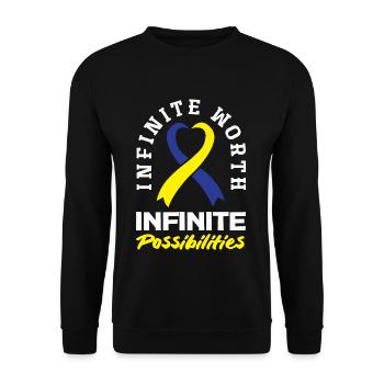 L’amour ne compte pas les chromosomes du syndrome de Down - Sweat-shirt Unisexe - noir - Devant - Alina (178cm) & Michal (187cm)