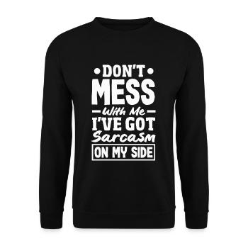 Sarcasm Sidekick Bold Humorous Statement - Unisex Sweatshirt - black - Front - Alina (178cm) & Michal (187cm)