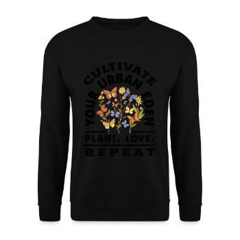 Talking to Plants is Essential Urban Gardener - Unisex Sweatshirt - black - Front - Alina (178cm) & Michal (187cm)
