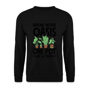 Talking to Plants is Essential Urban Gardener - Unisex Sweatshirt - black - Front - Alina (178cm) & Michal (187cm)