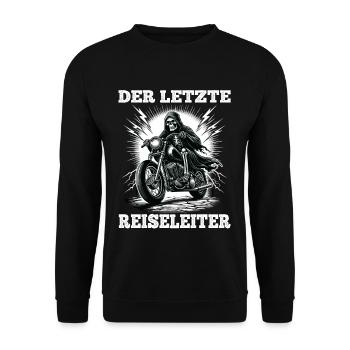 Skeleton Biker The Last Tour Guide Motorcycle Fan - Unisex Sweatshirt - black - Front - Alina (178cm) & Michal (187cm)