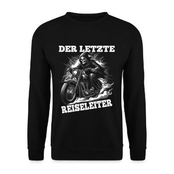 Skeleton Biker The Last Tour Guide Motorcycle Fan - Unisex Sweatshirt - black - Front - Alina (178cm) & Michal (187cm)