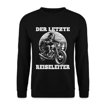 Skeleton Biker The Last Tour Guide Motorcycle Fan - Unisex Sweatshirt - black - Front - Alina (178cm) & Michal (187cm)