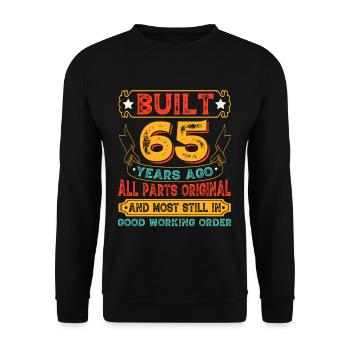 Built 65 Years Ago Original Parts Retro Birthday - Unisex Sweatshirt - black - Front - Alina (178cm) & Michal (187cm)