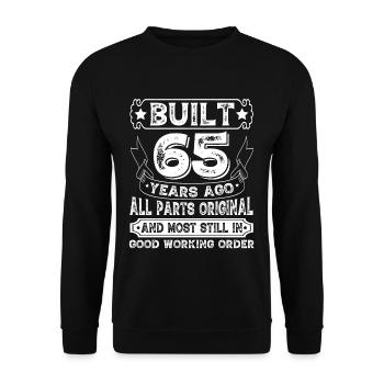 Built 65 Years Ago Original Parts Retro Birthday - Unisex Sweatshirt - black - Front - Alina (178cm) & Michal (187cm)