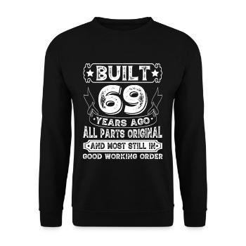 Built 69 Years Ago Original Parts Retro Birthday - Unisex Sweatshirt - black - Front - Alina (178cm) & Michal (187cm)