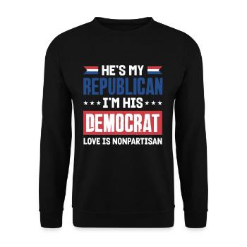 United In Love Unity Patriotic American - Unisex Pullover - Schwarz - Vorne - Alina (178cm) & Michal (187cm)