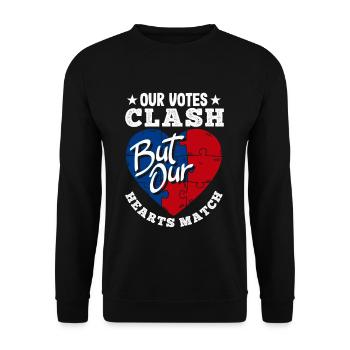United In Love Unity Patriotic American - Unisex Pullover - Schwarz - Vorne - Alina (178cm) & Michal (187cm)