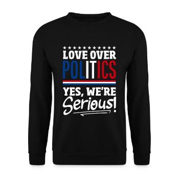 United In Love Unity Patriotic American - Unisex Pullover - Schwarz - Vorne - Alina (178cm) & Michal (187cm)