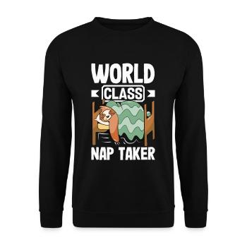 Preneur de sieste de classe mondiale Paresseux drôle - Sweat-shirt Unisexe - noir - Devant - Alina (178cm) & Michal (187cm)