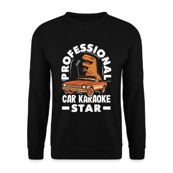 Professional Car Karaoke Star Funny Dinosaur - Unisex Sweatshirt - black - Front - Alina (178cm) & Michal (187cm)