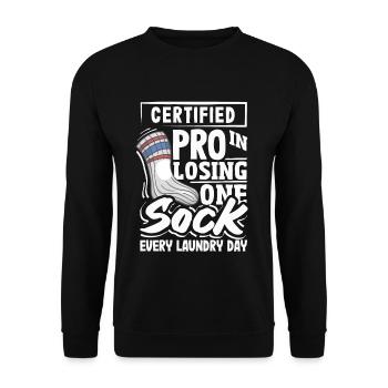 Certifié Pro pour perdre une chaussette à chaque lessive - Sweat-shirt Unisexe - noir - Devant - Alina (178cm) & Michal (187cm)