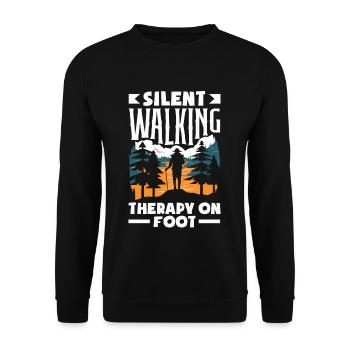 Silent Walking Therapy on Foot Hiking - Unisex Pullover - Schwarz - Vorne - Alina (178cm) & Michal (187cm)