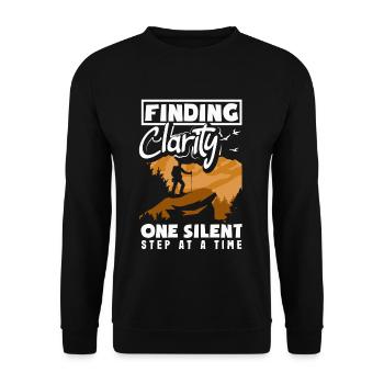 Finding Clarity One Silent Step at a Time Hiking - Unisex Pullover - Schwarz - Vorne - Alina (178cm) & Michal (187cm)