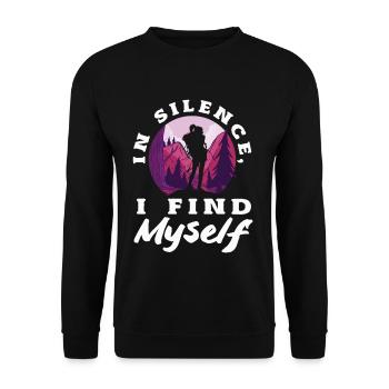In Silence I Find Myself Hiking - Unisex Sweatshirt - black - Front - Alina (178cm) & Michal (187cm)