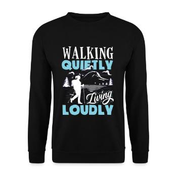 Silent Walks : l’entraînement préféré de mon âme : la randonnée - Sweat-shirt Unisexe - noir - Devant - Alina (178cm) & Michal (187cm)
