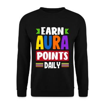 Earn Aura Points Daily Trendy Viral - Unisex Sweatshirt - black - Front - Alina (178cm) & Michal (187cm)