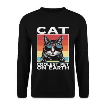 Cat Coolest Pet On Earth Retro Sunglasses Funny - Unisex Sweatshirt - black - Front - Alina (178cm) & Michal (187cm)