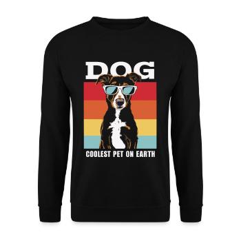Chien Le Plus Cool Pet Sur Terre Lunettes De Soleil Rétro Drôle - Sweat-shirt Unisexe - noir - Devant - Alina (178cm) & Michal (187cm)