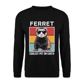 Ferret Coolest Pet On Earth Retro Sunglasses - Unisex Sweatshirt - black - Front - Alina (178cm) & Michal (187cm)