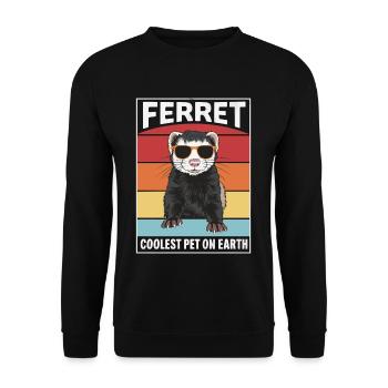 Ferret Coolest Pet On Earth Retro Sunglasses - Unisex Sweatshirt - black - Front - Alina (178cm) & Michal (187cm)