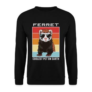 Ferret Coolest Pet On Earth Retro Sunglasses - Unisex Sweatshirt - black - Front - Alina (178cm) & Michal (187cm)