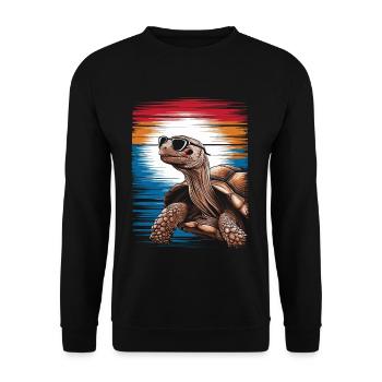 Tortoise Coolest Pet On Earth Retro Sunglasses - Unisex Sweatshirt - black - Front - Alina (178cm) & Michal (187cm)