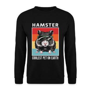 Hamster Coolest Pet On Earth Retro Sunglasses - Unisex Sweatshirt - black - Front - Alina (178cm) & Michal (187cm)