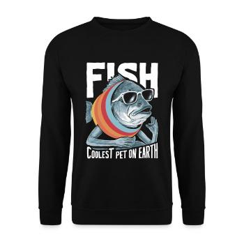 Fish Coolest Pet On Earth Retro Sunglasses Funny - Unisex Pullover - Schwarz - Vorne - Alina (178cm) & Michal (187cm)