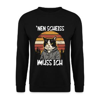 Funny cat saying: I have to give a shit - Unisex Sweatshirt - black - Front - Alina (178cm) & Michal (187cm)