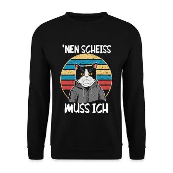 Funny cat saying: I have to give a shit - Unisex Sweatshirt - black - Front - Alina (178cm) & Michal (187cm)