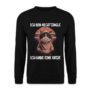 I'm not single I have a cat - Unisex Sweatshirt - black - Front - Alina (178cm) & Michal (187cm)