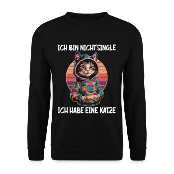 I'm not single I have a cat - Unisex Sweatshirt - black - Front - Alina (178cm) & Michal (187cm)