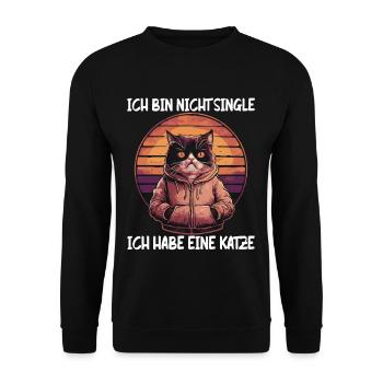 I'm not single I have a cat - Unisex Sweatshirt - black - Front - Alina (178cm) & Michal (187cm)