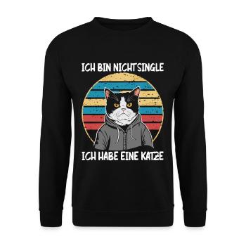 I'm not single I have a cat - Unisex Sweatshirt - black - Front - Alina (178cm) & Michal (187cm)