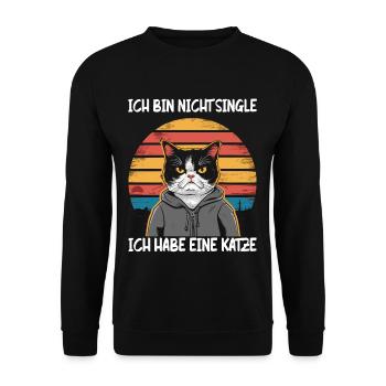 I'm not single I have a cat - Unisex Sweatshirt - black - Front - Alina (178cm) & Michal (187cm)